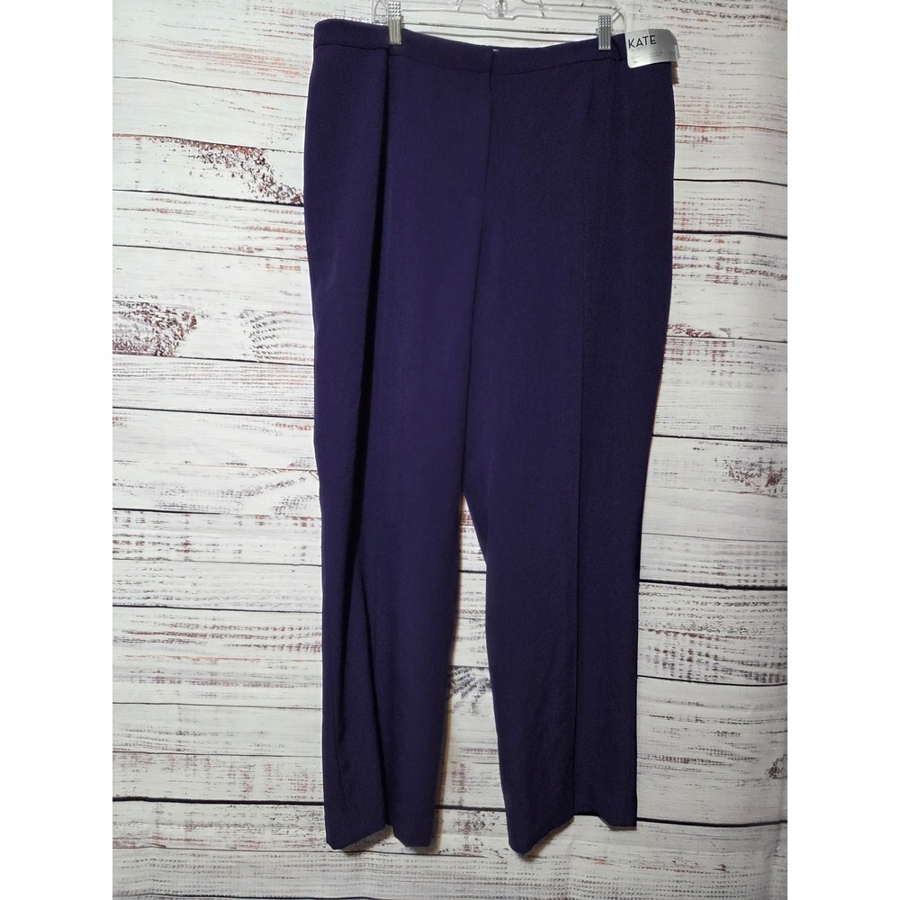 Kasper Kate Classic Fit Purple Straight Leg Dress Pants Plus Size 20W Crepe